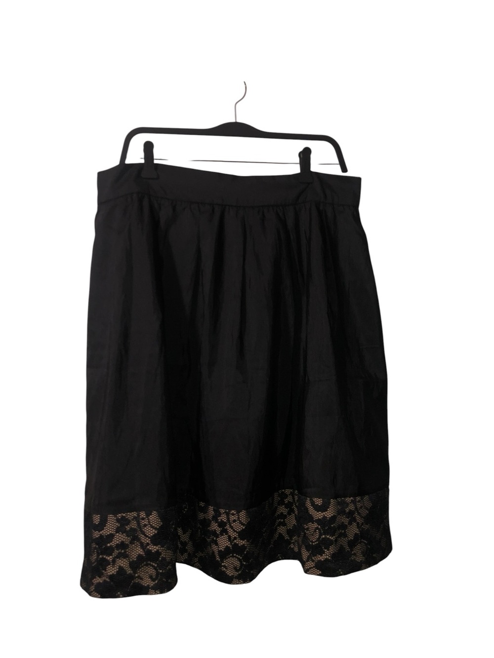 S.L. Fashions Black Midi Skirt with Lace Hem